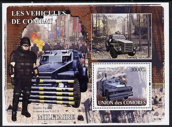 Comoro Islands 2008 Military Vehicles perf s/sheet unmounted mint Michel BL436, stamps on transport, stamps on militaria, stamps on 