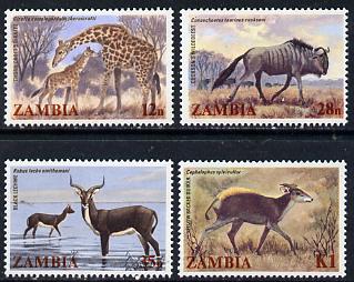 Zambia 1983 Wildlife set of 4 unmounted mint, SG 388-91*, stamps on animals