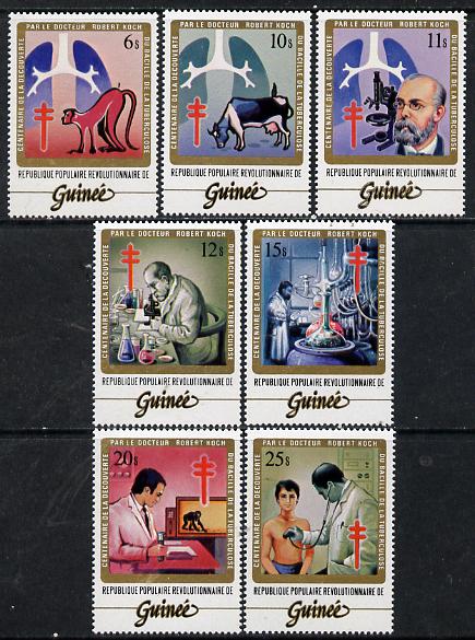 Guinea - Conakry 1983 Centenary of Discovery of Tubercle Bacillus set of 7, SG 1089-95, stamps on , stamps on  stamps on science, stamps on doctors, stamps on medical, stamps on diseases, stamps on apes, stamps on microscopes, stamps on bovine, stamps on  stamps on chemistry
