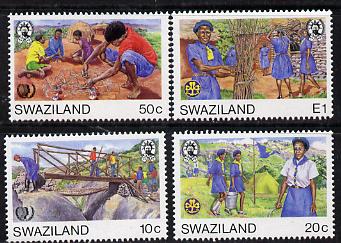 Swaziland 1984 Int Youth Year set of 4 unmounted mint, SG 495-98, stamps on scouts, stamps on bridges