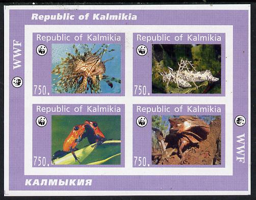 Kalmikia Republic 1996 WWF (Reptiles, Fish & Insect) imperf sheetlet containing complete set of 4 unmounted mint, stamps on wwf       reptiles    fish, stamps on  wwf , stamps on 