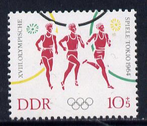 Germany - East 1964 Running 10pf+5pf from Tokyo Olympic Games set unmounted mint, SG E764, stamps on 