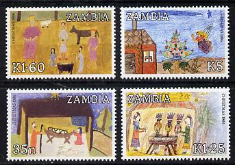 Zambia 1986 Christmas (Paintings) set of 4 unmounted mint, SG 468-71, stamps on arts, stamps on christmas, stamps on bethlehem