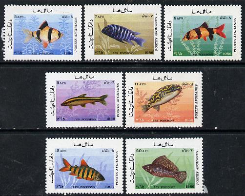 Afghanistan 1986 Fish perf set of 7 unmounted mint SG 1111-17*, stamps on fish     marine-life
