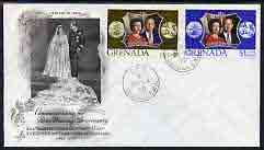 Grenada 1972 Royal Silver Wedding set of 2 on illustrated cover with first day cancel, stamps on royalty, stamps on silver wedding     