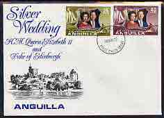 Anguilla 1972 Royal Silver Wedding set of 2 on illustrated cover with first day cancel, stamps on royalty, stamps on silver wedding