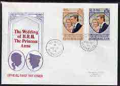 Seychelles 1973 Royal Wedding set of 2 on illustrated cover with first day cancel, stamps on royalty    anne & mark