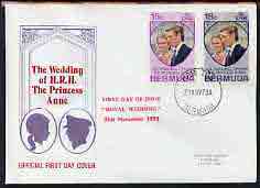 Bermuda 1973 Royal Wedding set of 2 on illustrated cover with first day cancel, stamps on , stamps on  stamps on royalty, stamps on  stamps on anne & mark