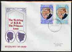 Tristan da Cunha 1973 Royal Wedding perf set of 2 on illustrated cover with first day cancel, stamps on royalty, stamps on anne & mark