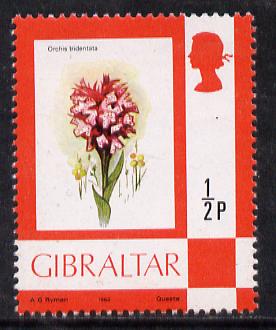 Gibraltar 1977 Flower def 0.5d (Orchid) on chalky paper unmounted mint, SG 374a*, stamps on flowers      orchids