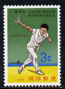 Ryukyu Islands 1968 Tennis Tournament unmounted mint, SG 214*, stamps on , stamps on  stamps on tennis    sport