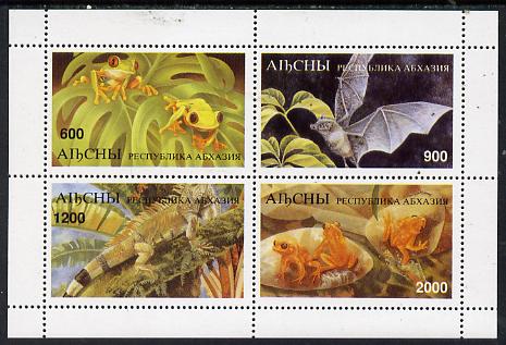 Abkhazia 1997 Bats & Frogs perf sheetlet containing complete set of 4 values unmounted mint, stamps on bats    frogs    animals       amphibians  mammals