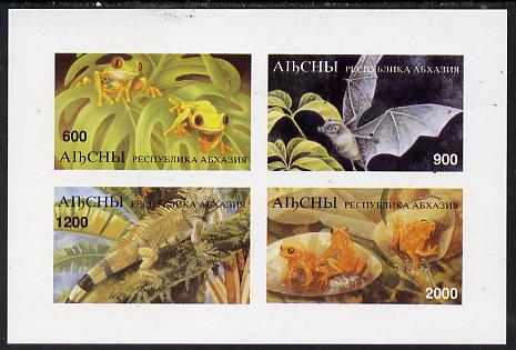 Abkhazia 1997 Bats & Frogs imperf sheetlet containing complete set of 4 values unmounted mint, stamps on bats    frogs    animals        amphibians   mammals