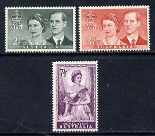 Australia 1954 Royal Visit perf set of 3 unmounted mint, SG 272-74, stamps on royalty, stamps on royal visit