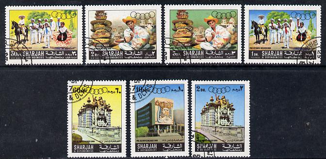 Sharjah 1967 Olympic Preparation set of 7 cto used, Mi 356-62*, stamps on olympics   sport