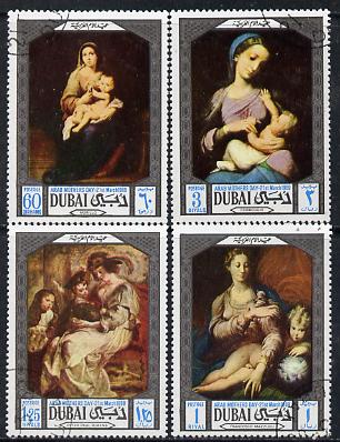 Dubai 1969 Arab Mothers Day (Paintings) cto used set of 4, SG 325-28*, stamps on arts
