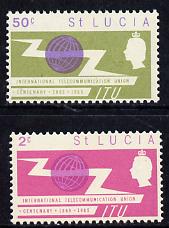 St Lucia 1965 ITU set of 2 unmounted mint SG 212-3, stamps on , stamps on  itu , stamps on communications