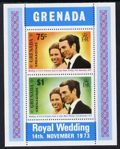 Grenada - Grenadines 1973 Royal Wedding m/sheet unmounted mint, SG MS 3, stamps on royalty, stamps on anne, stamps on mark