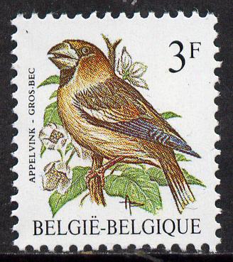 Belgium 1985-90 Birds #1 Hawfinch 3f unmounted mint, SG 2847, stamps on , stamps on  stamps on birds    