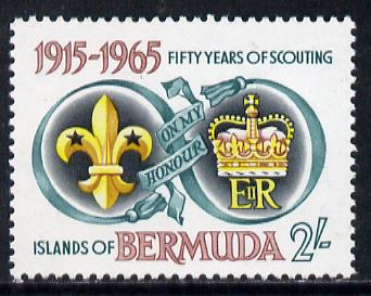 Bermuda 1965 50th Anniversary of Bermuda Scout Movement unmounted mint, SG 186, stamps on scouts   