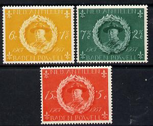 Netherlands Antilles 1957 50th Anniversary of Scout Movement set of 3 unmounted mint, SG 355-57, stamps on scouts    