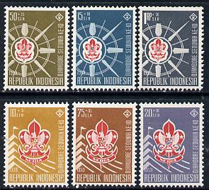 Indonesia 1959 Tenth World Scout Jamboree set of 6 unmounted mint, SG 804-09*, stamps on scouts    