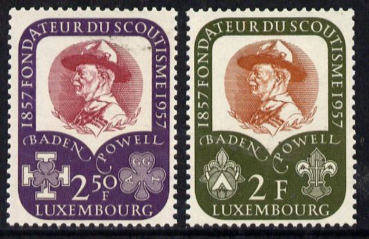 Luxembourg 1957  Birth Centenary of Lord Baden Powell set of 2 unmounted mint, SG 621-22*, stamps on scouts    personalities