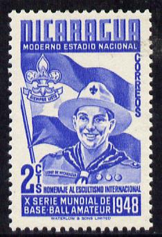 Nicaragua 1949 Scouts 2c blue from Baseball set, SG 1121 unmounted mint*, stamps on scouts            baseball