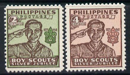 Philippines 1949 Scouts perf set of 2 unmounted mint SG 665-66*, stamps on scouts