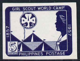 Philippines 1957 Girl Guides World Camp, unmounted mint imperf SG 798b*, stamps on , stamps on  stamps on scouts    