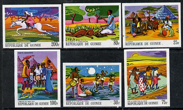 Guinea - Conakry 1968 Paintings of African Legends #1 imperf set of 6 from limited printing unmounted mint, as SG 644-49, stamps on arts, stamps on mythology, stamps on antelope, stamps on 