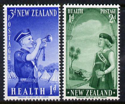 New Zealand 1958 Health - Girls' & Boys' Brigades set of 2 SG 764-65 unmounted mint*, stamps on , stamps on  stamps on children    scouts   music
