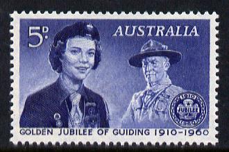 Australia 1960 Golden Jubilee of Girl Guide Movement unmounted mint, SG 334*, stamps on scouts    