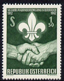 Austria 1962 50th Anniversary of Austrian Scout Movement unmounted mint, SG 1388, stamps on scouts    