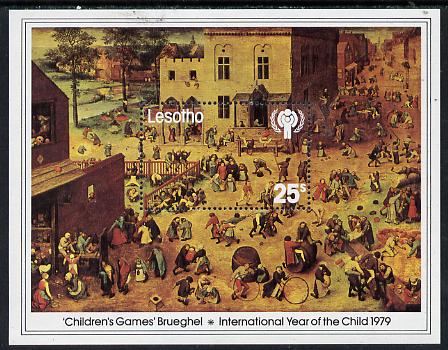 Lesotho 1979 International Year of the Child m/sheet (Children's Games by Brueghel) unmounted mint SG MS 382, stamps on arts, stamps on children, stamps on games, stamps on , stamps on  iyc , stamps on , stamps on renaissance