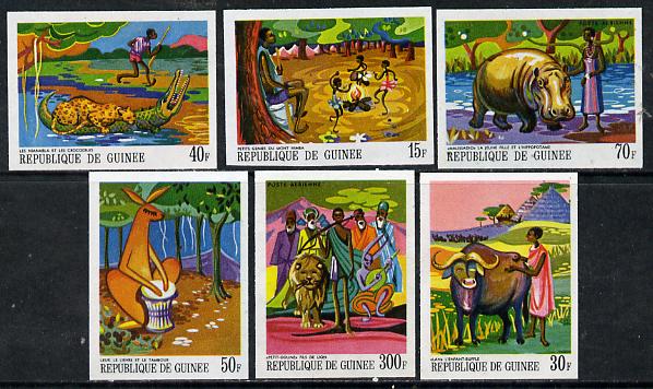 Guinea - Conakry 1968 Paintings of African Legends #2 imperf set of 6 from limited printing unmounted mint, as SG 651-6, stamps on arts, stamps on mythology, stamps on antelope, stamps on 
