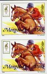 Mongolia 1996 Atlanta Olympics 350t (Show-jumping) imperf pair unmounted mint, stamps on , stamps on  stamps on olympics, stamps on  stamps on sport, stamps on  stamps on horses