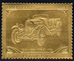 Bernera 1985 Classic Cars - 1923 Voisin Type C1 \A312 value perforated & embossed in 22 carat gold foil unmounted mint, stamps on cars    voisin