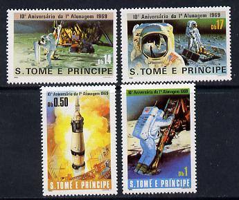 St Thomas & Prince Islands 1980 Moon Landing set of 4 unmounted mint, Mi 646-49, stamps on space