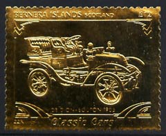 Bernera 1985 Classic Cars - 1903 De Dion Bouton \A312 value perforated & embossed in 22 carat gold foil unmounted mint, stamps on cars    de dion