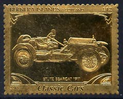 Bernera 1985 Classic Cars - 1911 Stutz Bearcat \A312 value perforated & embossed in 22 carat gold foil unmounted mint, stamps on cars    stutz