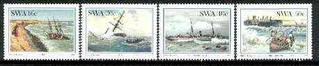 South West Africa 1987 Shipwrecks set of 4 unmounted mint, SG 483-86*, stamps on ships, stamps on shipwrecks, stamps on disasters, stamps on rescue