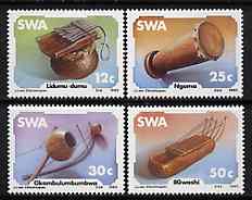 South West Africa 1985 Musical Instruments set of 4 unmounted mint, SG 451-54*, stamps on , stamps on  stamps on music, stamps on  stamps on musical instruments, stamps on  stamps on 