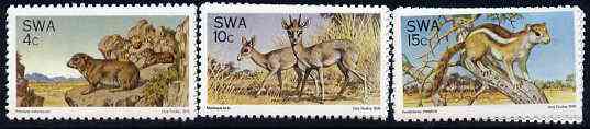 South West Africa 1976 Fauna Conservation set of 3 unmounted mint, SG 290-92, stamps on animals