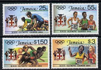 Jamaica 1984 Olympic Games set of 4 unmounted mint, SG 600-603, stamps on sport, stamps on bicycles, stamps on running, stamps on relay, stamps on olympics
