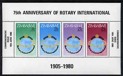 Zimbabwe 1980 75th Anniversary of Rotary International m/sheet unmounted mint, SG MS 595, stamps on rotary