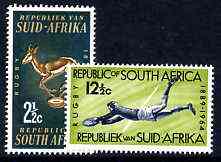 South Africa 1964 75th Anniversary of South African Rugby Board set of 2 unmounted mint, SG 252-53, stamps on sport, stamps on rugby, stamps on springboks