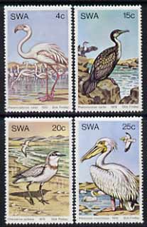 South West Africa 1979 Water Birds set of 4 unmounted mint, SG 330-33, stamps on birds, stamps on flamingos, stamps on pelicans, stamps on cormorants, stamps on plovers, stamps on 
