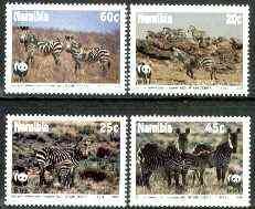 Namibia 1991 WWF - Endangered Species - Zebra set of 4 unmounted mint, SG 572-75, stamps on animals, stamps on zebra, stamps on wwf  , stamps on  wwf , stamps on 
