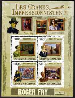 Comoro Islands 2009 Impressionists - Roger Fry perf sheetlet containing 4 values unmounted mint, stamps on personalities, stamps on arts, stamps on impressionists, stamps on 